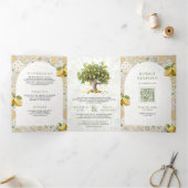 Mediterraner Zitronenbaum auf einer Hochzeit Dreifach Gefaltete Einladung (Innenseite)