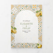 Mediterraner Zitronenbaum auf einer Hochzeit Dreifach Gefaltete Einladung (Cover)