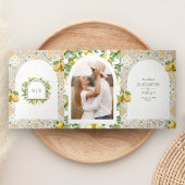 Mediterraner Zitronenbaum auf einer Hochzeit Dreifach Gefaltete Einladung