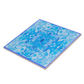 "Mediterranes Aqua-Blaues Muster Fliese (Seite)