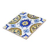 Mediterranes Blau und Gelb Gemustert Fliese (Seite)