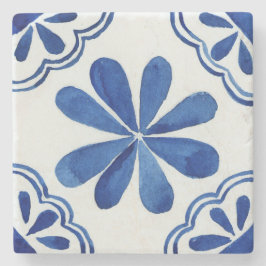 Mediterranes Blau und Weiß Italienisches Mosaik Steinuntersetzer