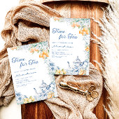Mediterranes Blau und Zitrone Tee Party Bridal Einladung