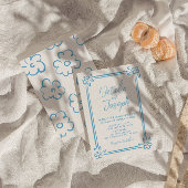 Mediterranes blauer Handschrift Gezeichnet Italien Einladung