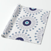 Mediterranes Blaues Aqua Evil Eye Mandala Muster Geschenkpapier (Ungerollt)