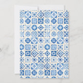 Mediterranes blaues Tile-Brautparty Einladung (Rückseite)