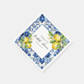 Mediterranes blaues Tiles Lemons Brautparty Nicker Serviette (Ecke)