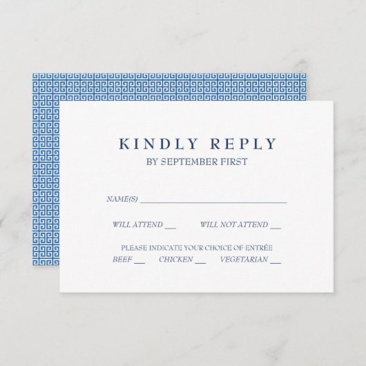 Mediterranes Blue Griry Key Wedding RSVP Italia Einladung (Vorne/Hinten)