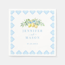 Mediterranes Blue Tiles Lemon Serviette