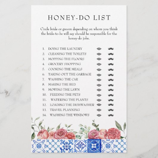 Mediterranes Blumenrosa Brautparty-Spiel Stati Briefpapier (Vorderseite)