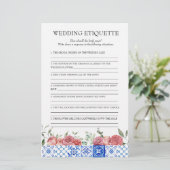 Mediterranes Blumenrosa Brautparty-Spiel Stati Briefpapier (Stehend Vorderseite)