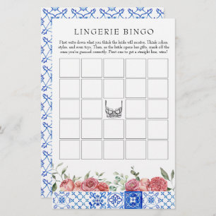 Mediterranes Blumenrosa Spiel Lingerie Bingo Briefpapier