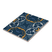 Mediterranes Boho Dark Blue & Orange Gold Muster Fliese (Seite)