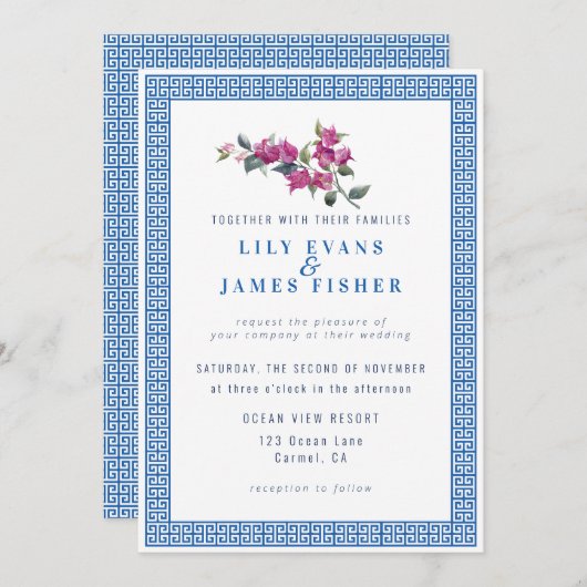 Mediterranes Bougainvillea Griechisch wichtigste E Einladung (Vorne/Hinten)