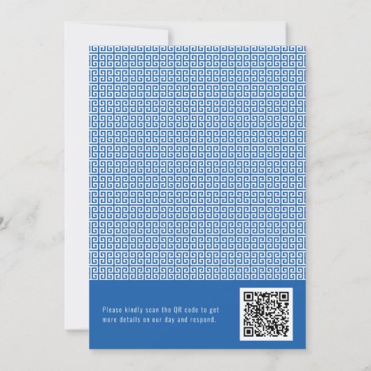 Mediterranes Bougainvillea griechischer QR-Code Ho Einladung (Rückseite)