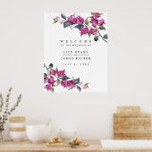 Mediterranes Bougainvillea Wedding Willkommenszeic Poster (Küche)
