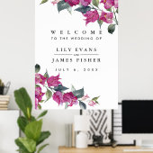 Mediterranes Bougainvillea Wedding Willkommenszeic Poster (Heimbüro)