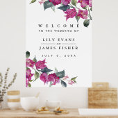 Mediterranes Bougainvillea Wedding Willkommenszeic Poster (Küche)
