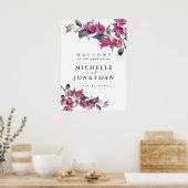 Mediterranes Bougainvillea Wedding Willkommenszeic Poster (Küche)
