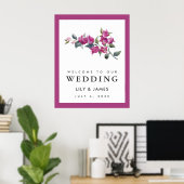 Mediterranes Bougainvillea Wedding Willkommenszeic Poster (Heimbüro)