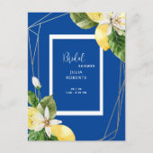 Mediterranes Brautparty mit blauen und gelben Zitr Postkarte (Vorderseite)