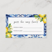 Mediterranes Brautparty Schätzung wie viele Zitron Begleitkarte (Vorderseite)