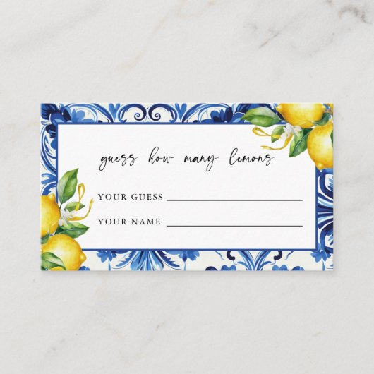 Mediterranes Brautparty Schätzung wie viele Zitron Begleitkarte (Vorderseite)