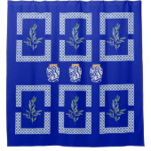 Mediterranes Cobalt Blue Foliage & Vase Duschvorhang (Vorderseite)