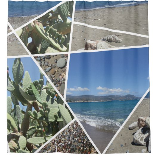 Mediterranes Collage Design Duschvorhang (Vorderseite)