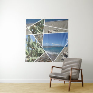 Mediterranes Collage Design Wandteppich
