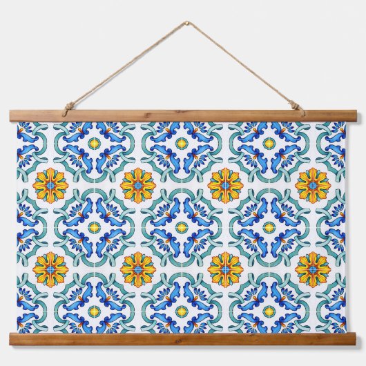 mediterranes Dekorationsmuster Wandteppich Mit Holzrahmen (Vorne)