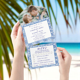 Mediterranes Fliesen Portugiesisches Foto Hochzeit All In One Einladung