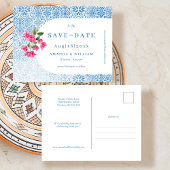 Mediterranes Fliesenmuster Save the Date Postkarte