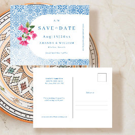 Mediterranes Fliesenmuster Save the Date Postkarte