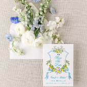 Mediterranes Foto/Wappen Hochzeit retten Datum Einladung