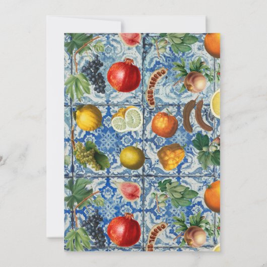 Mediterranes Frucht Blaues Mosaik Babydusche Einladung (Rückseite)