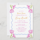 Mediterranes handgezeichnetes weißes Brautparty Einladung (Vorderseite)