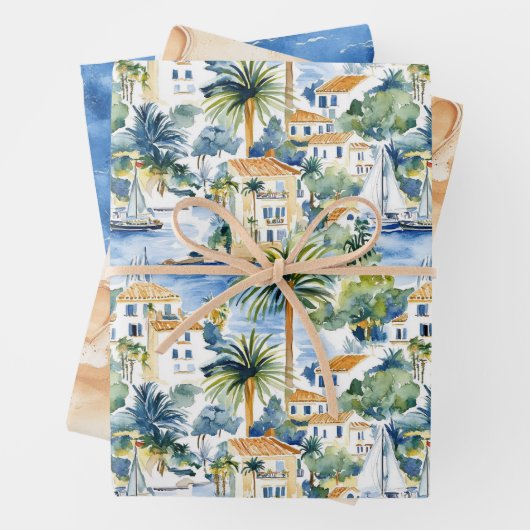 Mediterranes Herz-Sand-Brautparty Geschenkpapier Set (Beispiel)