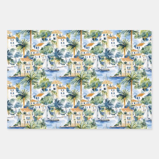 Mediterranes Herz-Sand-Brautparty Geschenkpapier Set (Vorderseite)