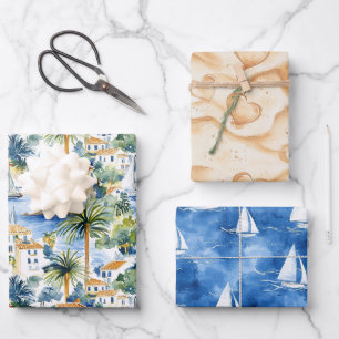 Mediterranes Herz-Sand-Brautparty Geschenkpapier Set
