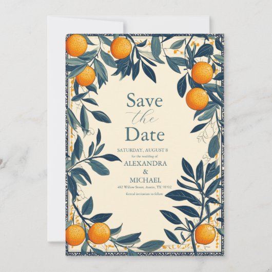 Mediterranes Italien Griechenland Lemon Vibrant We Save The Date (Vorderseite)