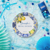 Mediterranes Lemon Blauer Tile Amalfi Brautparty Pappteller (Party)