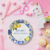 Mediterranes Lemon Blauer Tile Amalfi Brautparty Pappteller (Party)