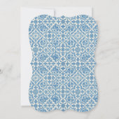 Mediterranes Lemon & Blue Tile Hochzeitmenü Einladung (Rückseite)