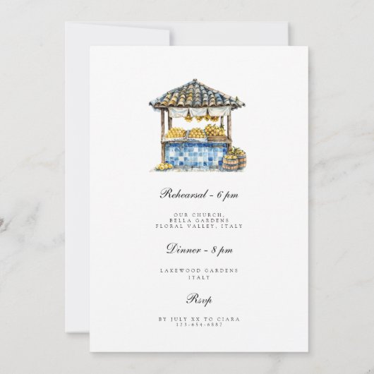 Mediterranes Lemon Probe Abendessen Einladung (Rückseite)