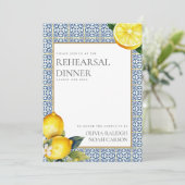 Mediterranes Lemon Probe Abendessen Einladung (Stehend Vorderseite)