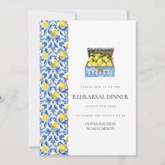 Mediterranes Lemon Probe Abendessen Einladung (Vorderseite)