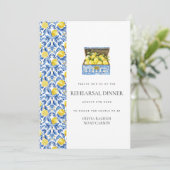 Mediterranes Lemon Probe Abendessen Einladung (Stehend Vorderseite)