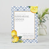 Mediterranes Lemon Probe Abendessen Einladung (Stehend Vorderseite)