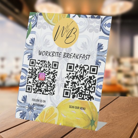 Mediterranes Restaurant Menü Instagram Qr Code Sockelschild